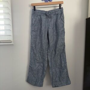 L.L. Bean Women's Straight Leg Linen-Blend Pants in Chambray Blue